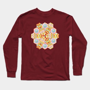 Pink Paisley Hexagons Long Sleeve T-Shirt